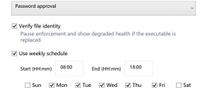 Free App Lock policy editor with approval direct deny schedule and identity options